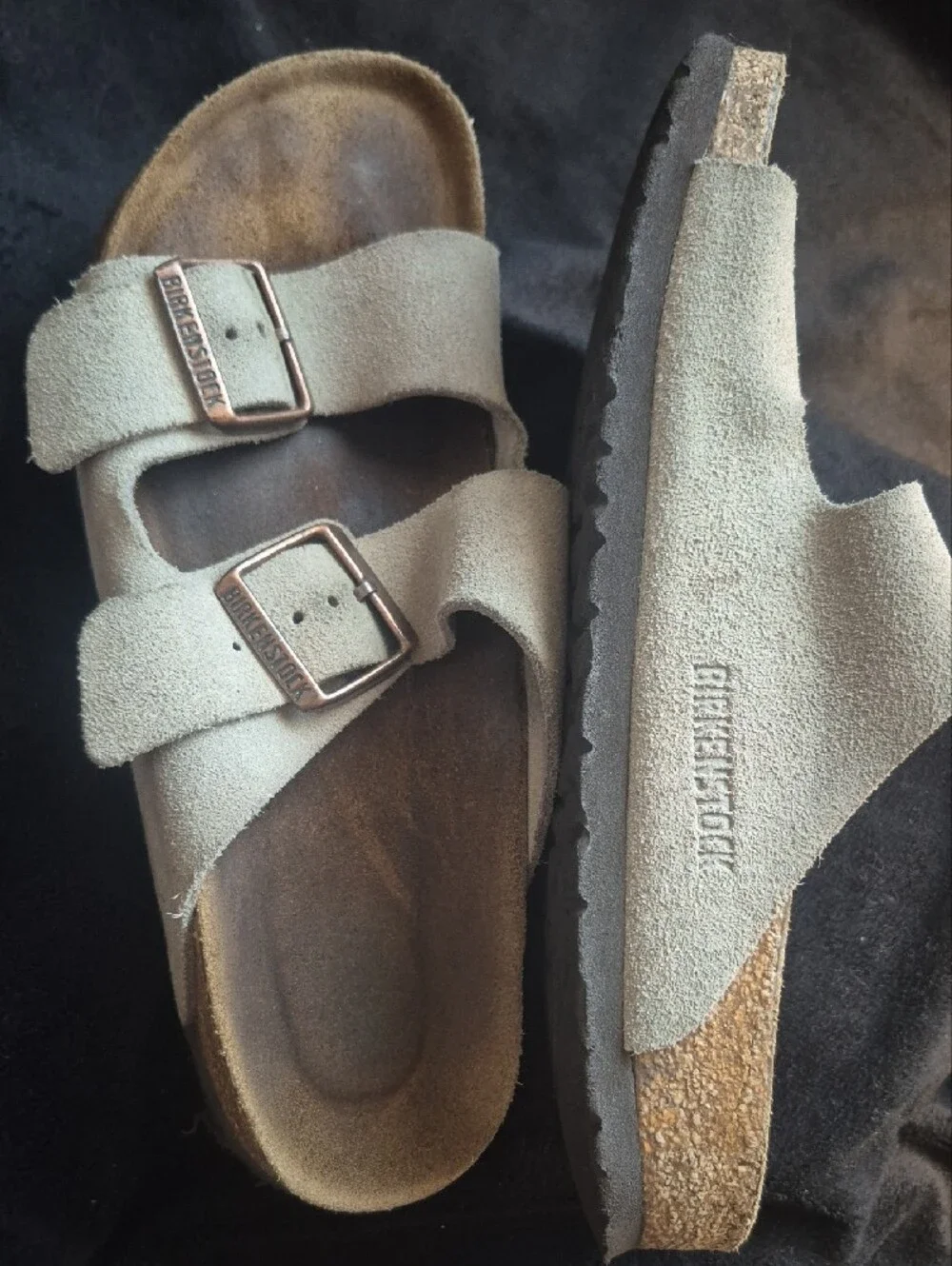 Birkenstock Arizona Suede Two-Strap Sandal - Beige M 5.5